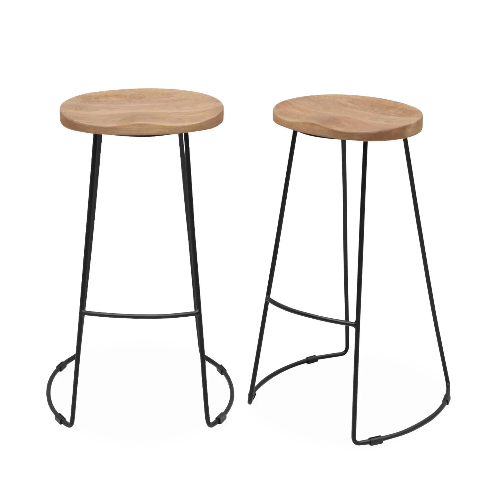 Lot de 2 tabourets de bar manguier naturel 75cm