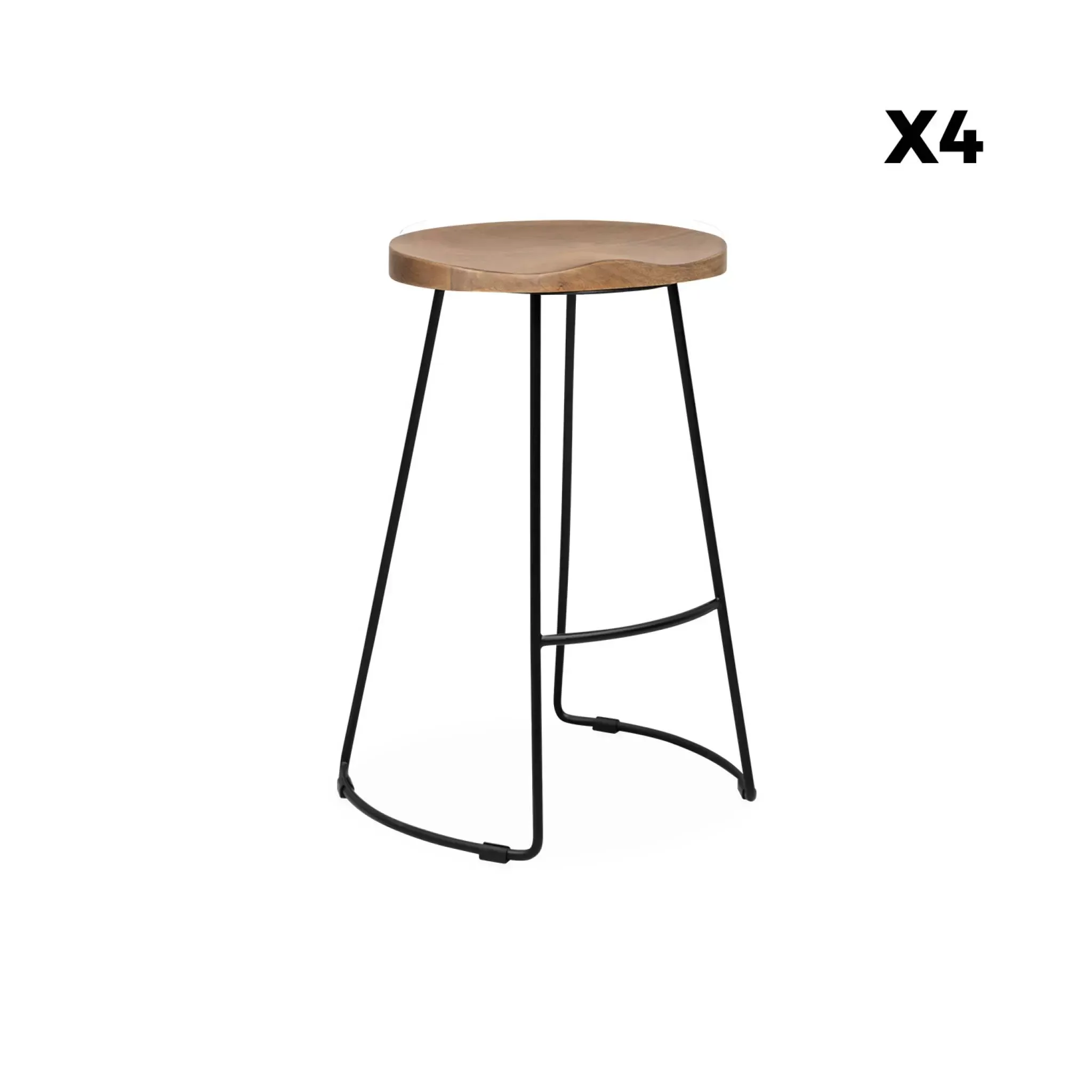 Lot de 4 tabourets de bars manguier naturel 65cm