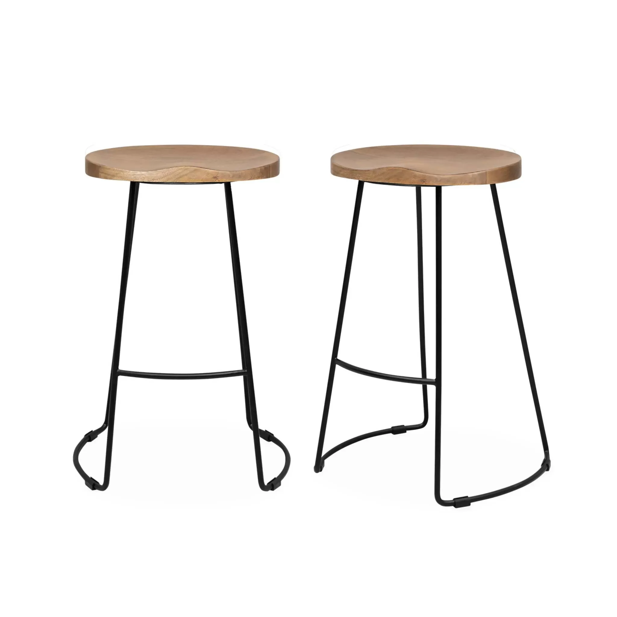 Lot de 2 tabourets de bars manguier naturel 65cm