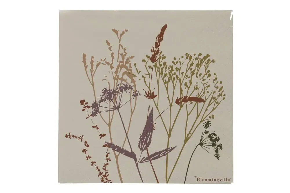 Lot de 20, serviettes en papier blanche avec fleures