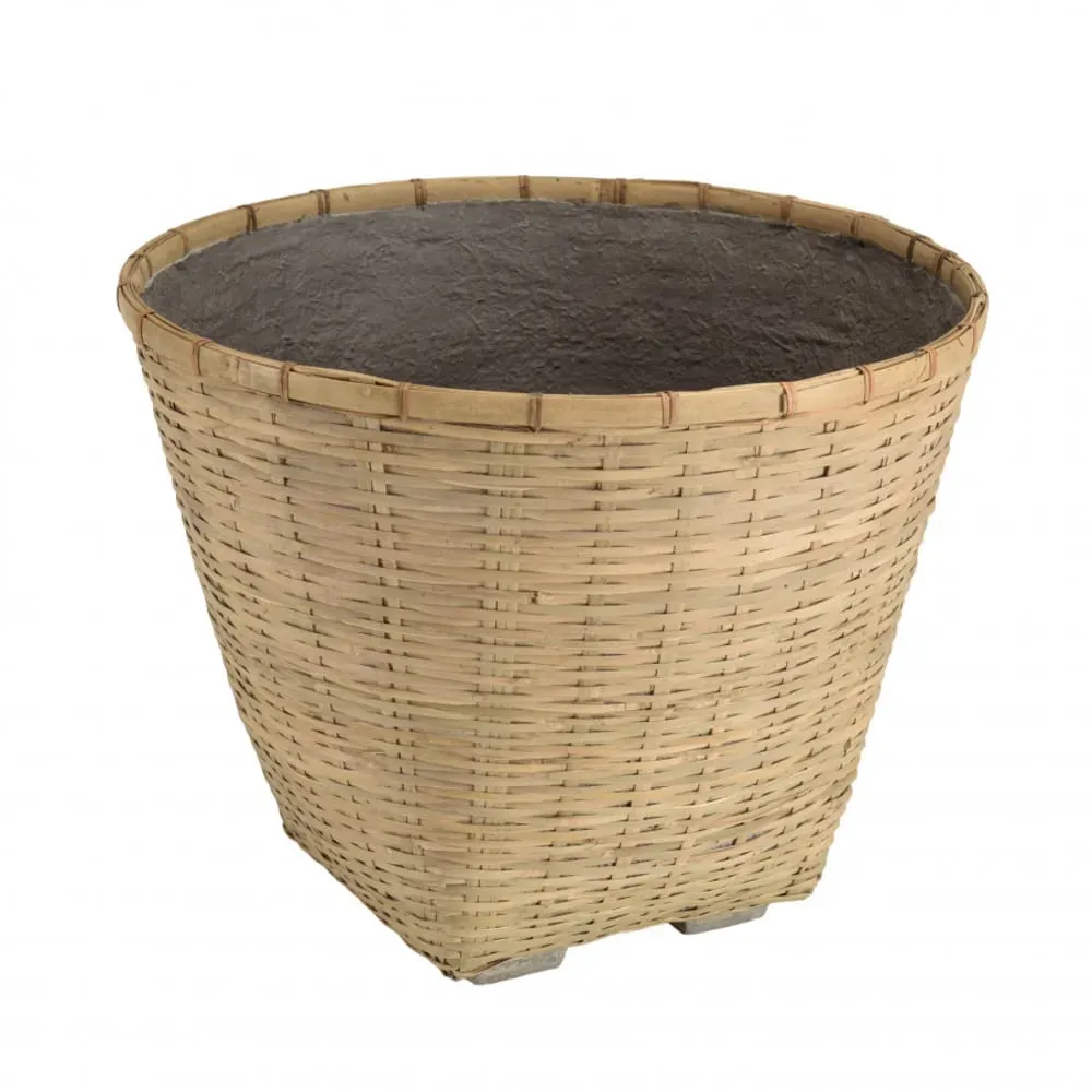 Pot de fleur rond D60 en bambou naturel