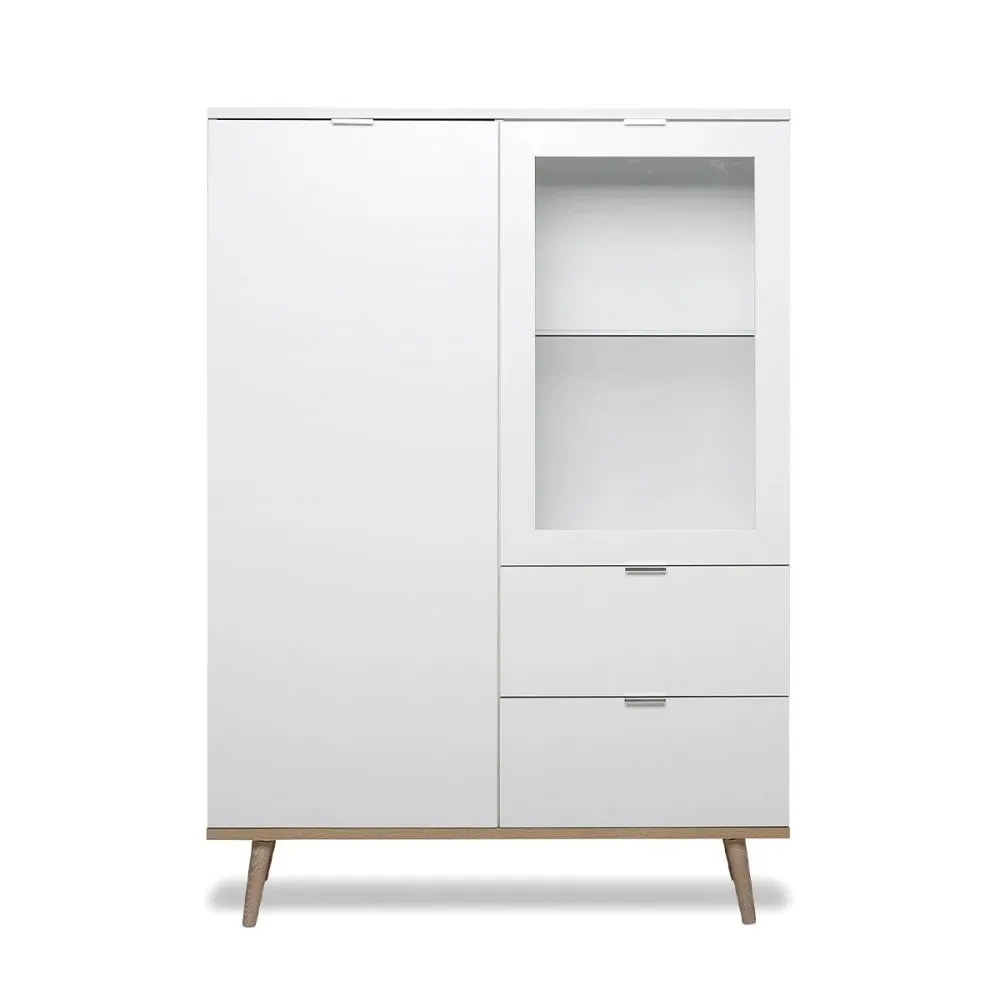 Vaisselier avec 2 portes 2 tiroirs H140 x L100 cm - Blanc