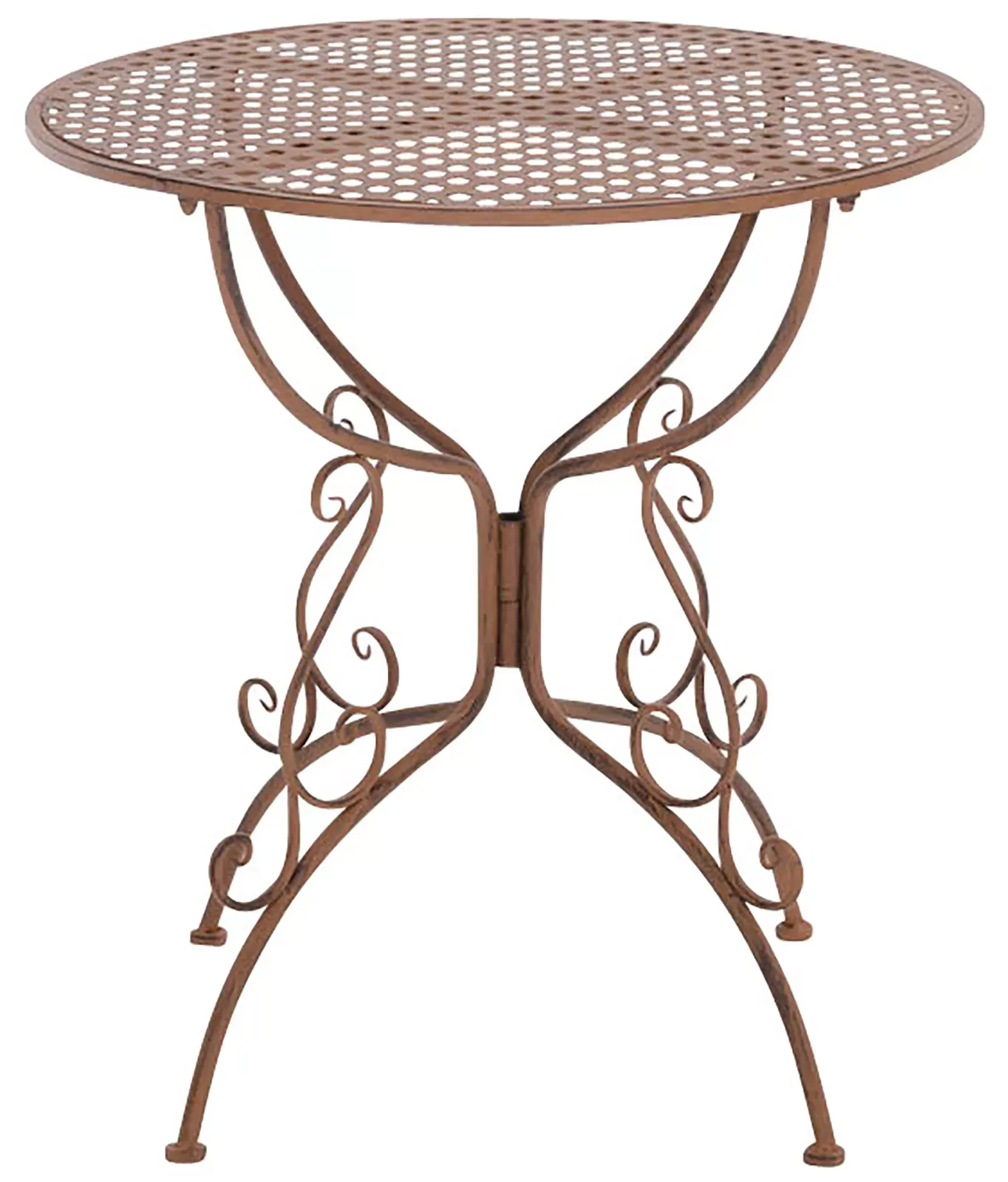 Table de jardin ronde en métal Marron antique