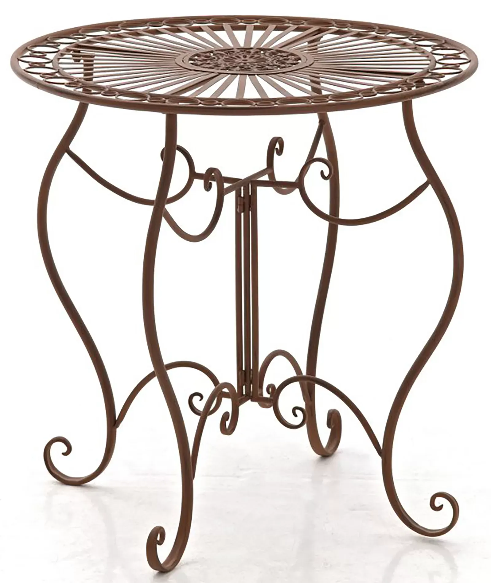 Table de jardin avec plateau rond en métal Marron antique