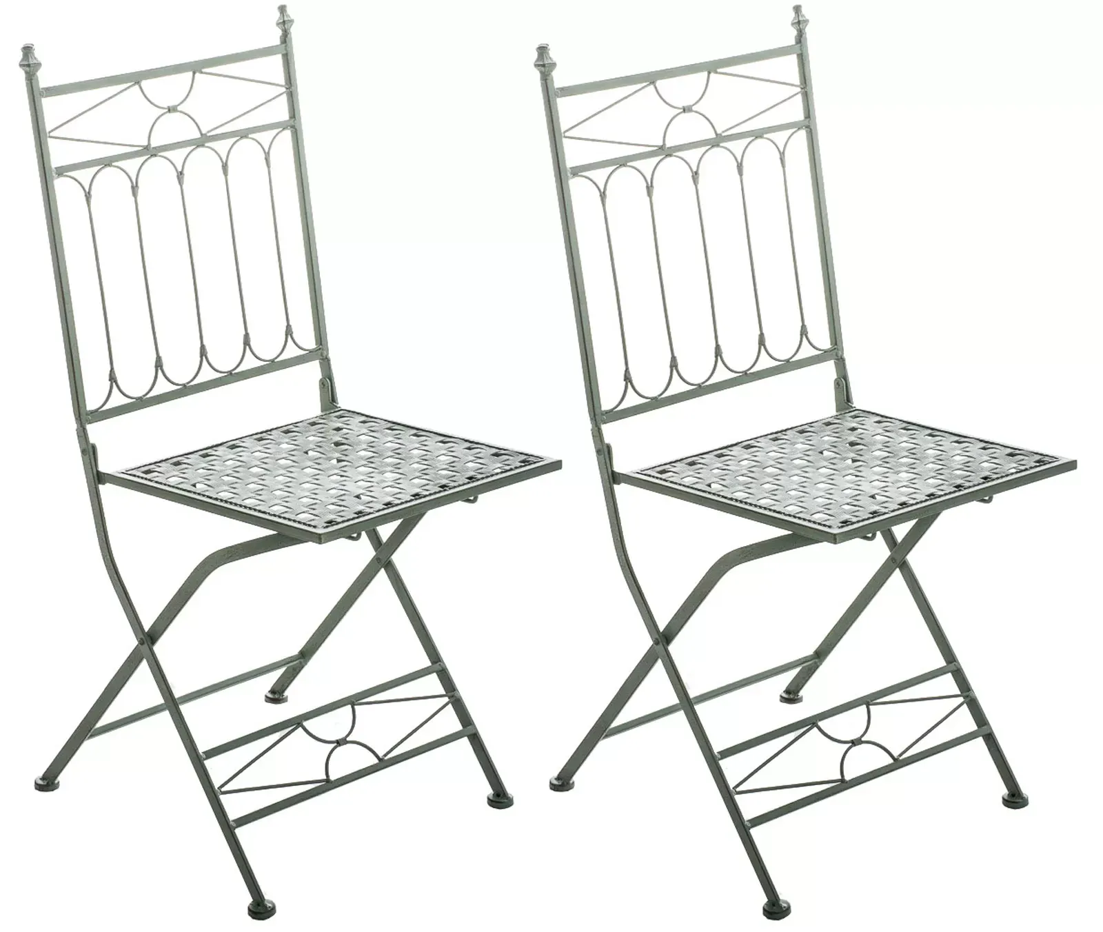 Lot 2 chaises de jardin pliables en métal Vert antique
