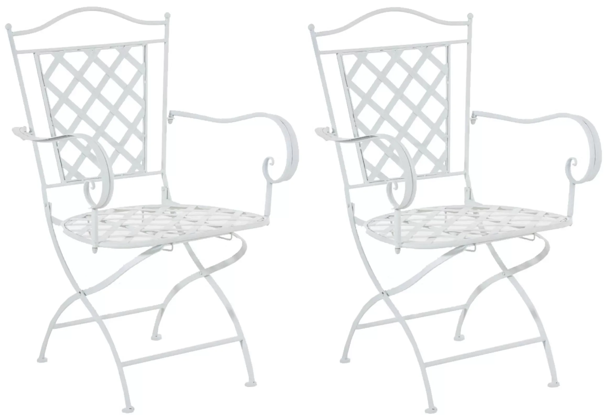Lot de 2 chaises de jardin pliables en métal Blanc