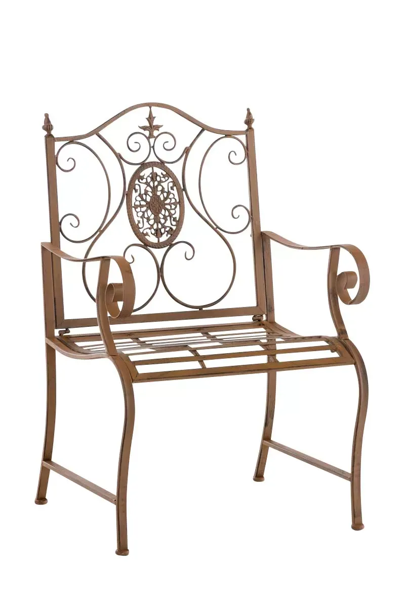 Chaise de jardin avec accoudoirs en métal Marron antique