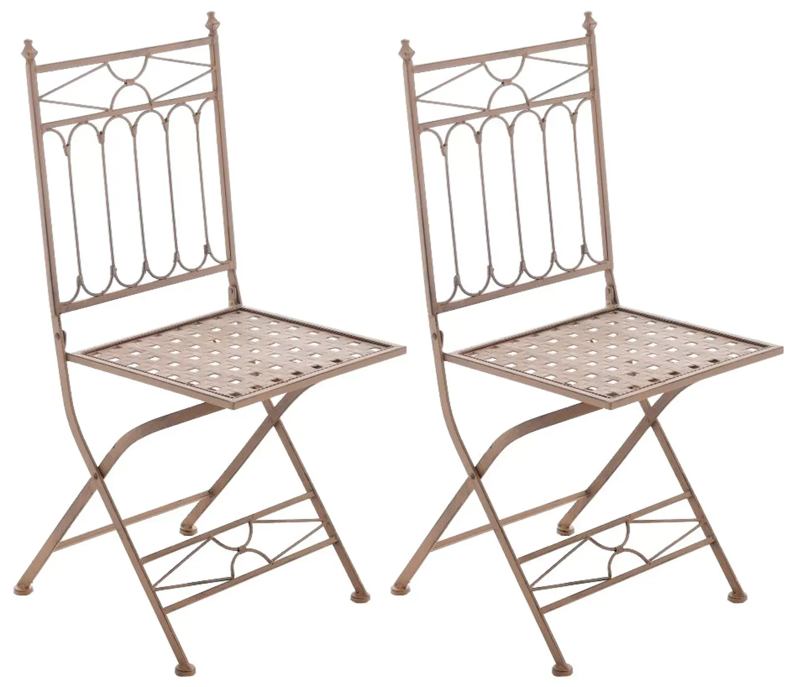 Lot 2 chaises de jardin pliables en métal Marron antique