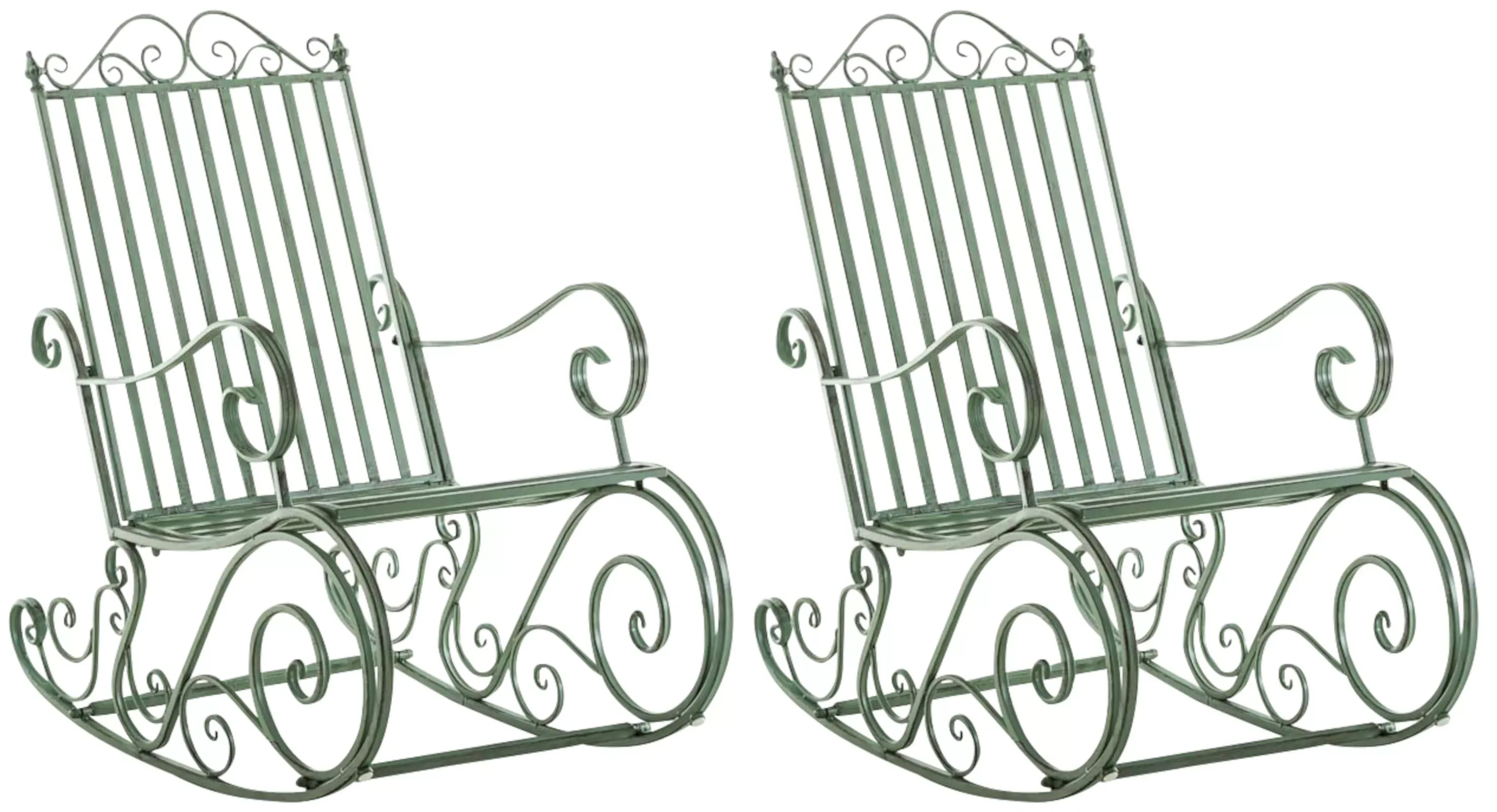 Lot de 2 fauteuils à bascule pour jardin en métal Vert antique