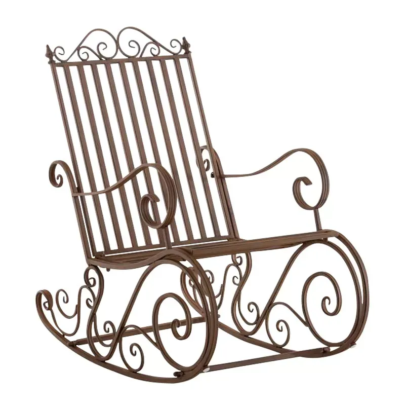 Chaise à bascule d'extérieur en métal Marron