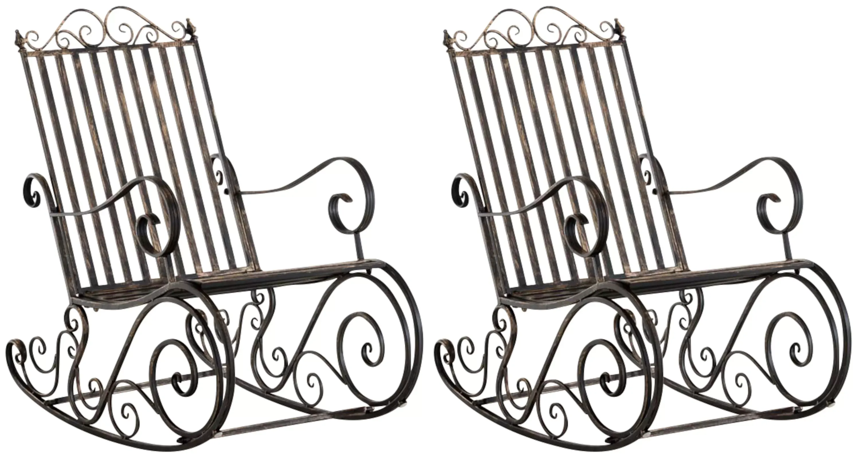 Lot de 2 fauteuils à bascule pour jardin en métal Bronze