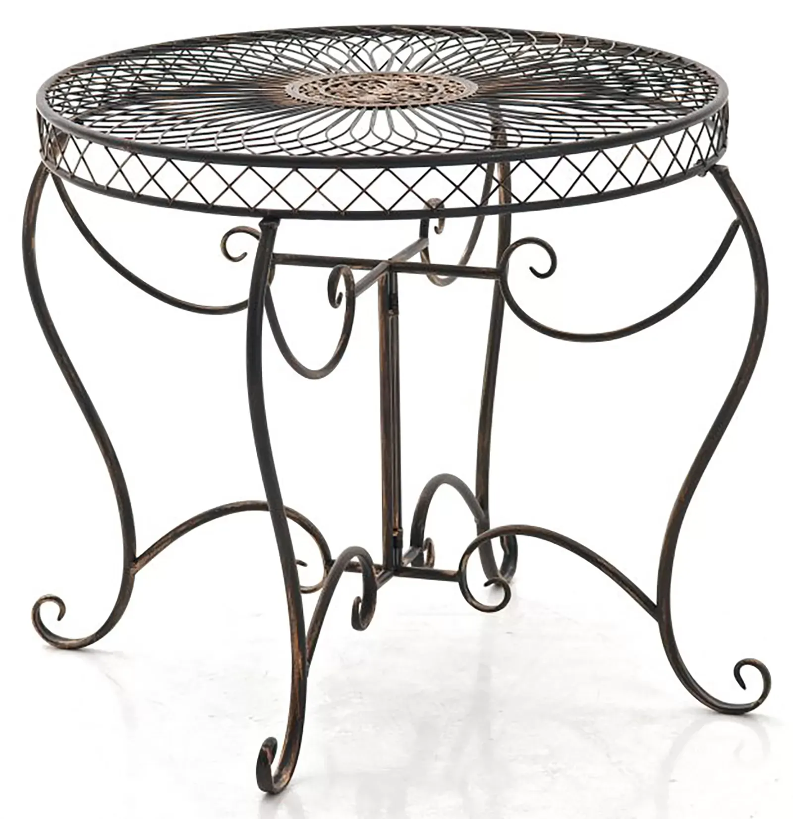 Table de jardin avec plateau rond en métal Bronze