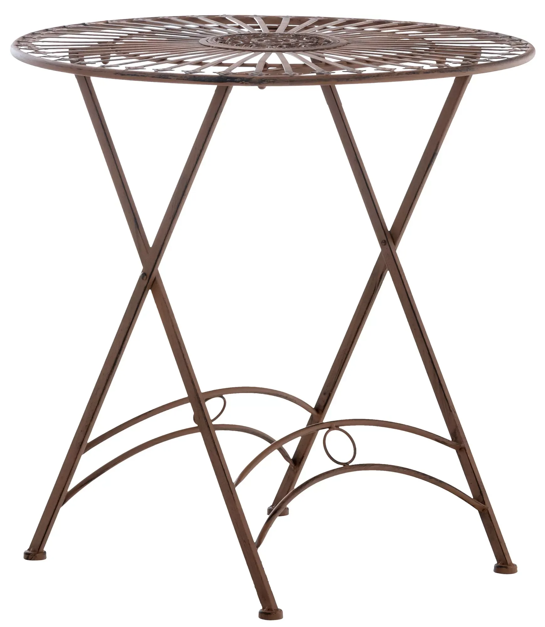 Table de jardin ronde en métal Marron antique