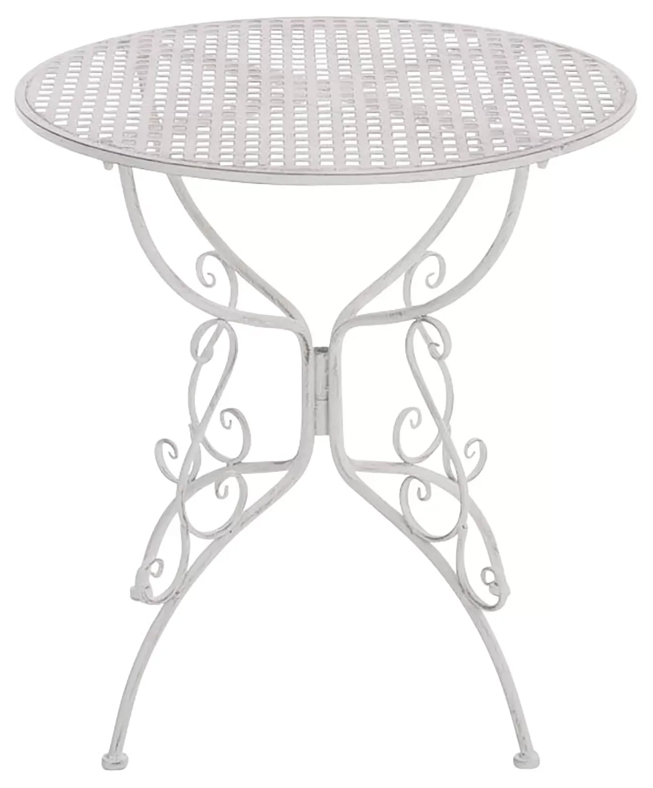 Table de jardin ronde en métal Blanc antique