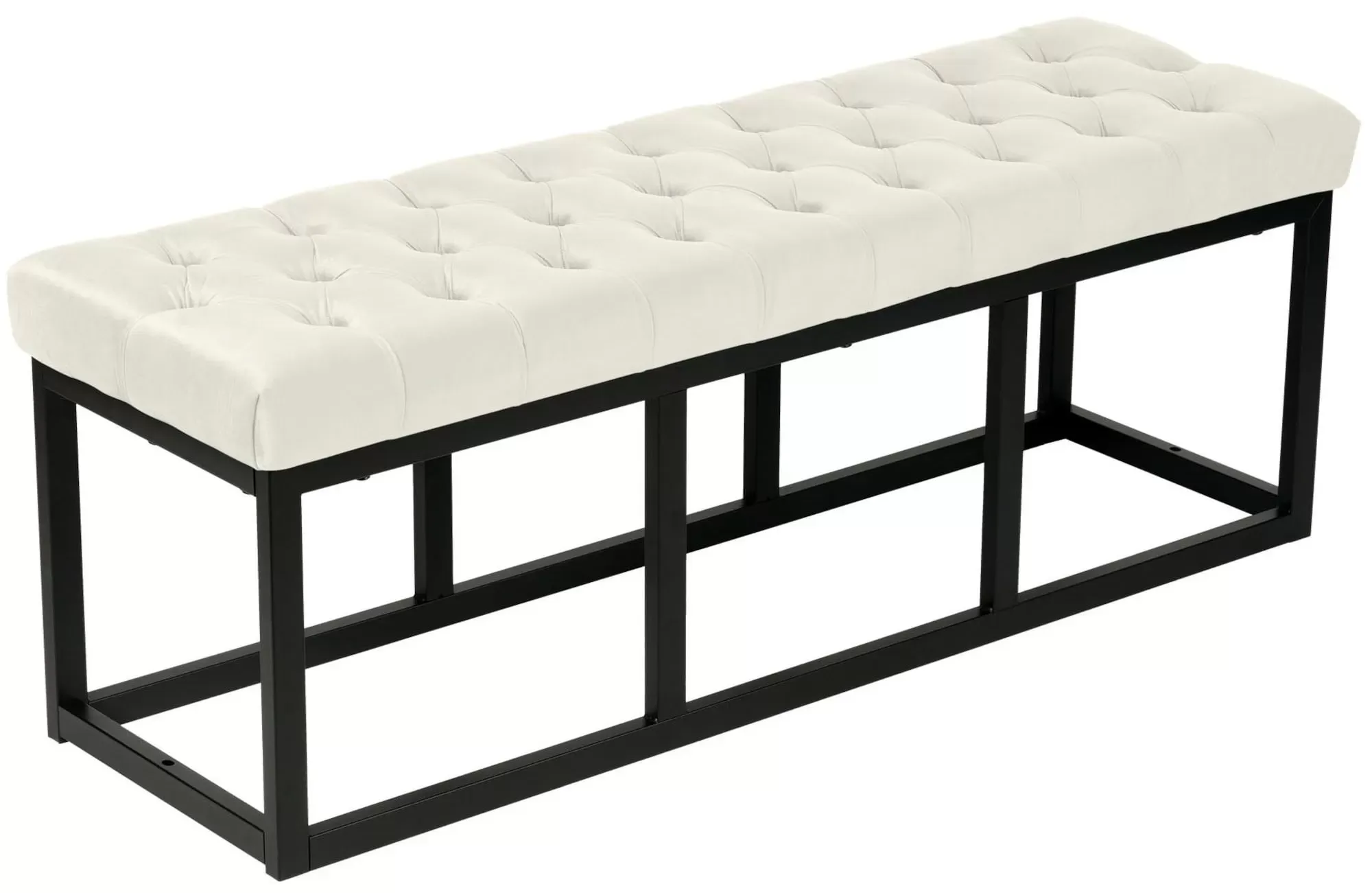 Banquette avec cadre en métal et assise en velours Crème
