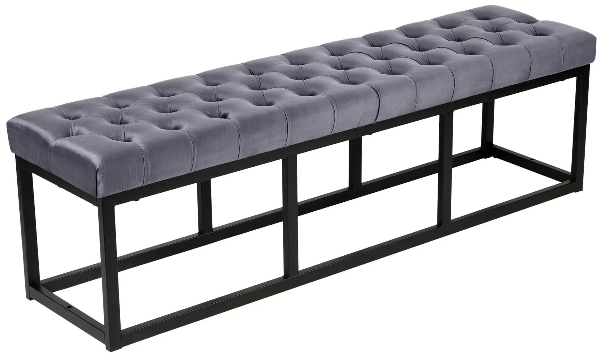 Banquette avec cadre en métal et assise en velours Gris