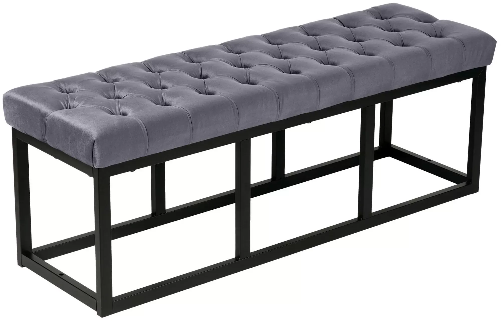 Banquette avec cadre en métal et assise en velours Gris