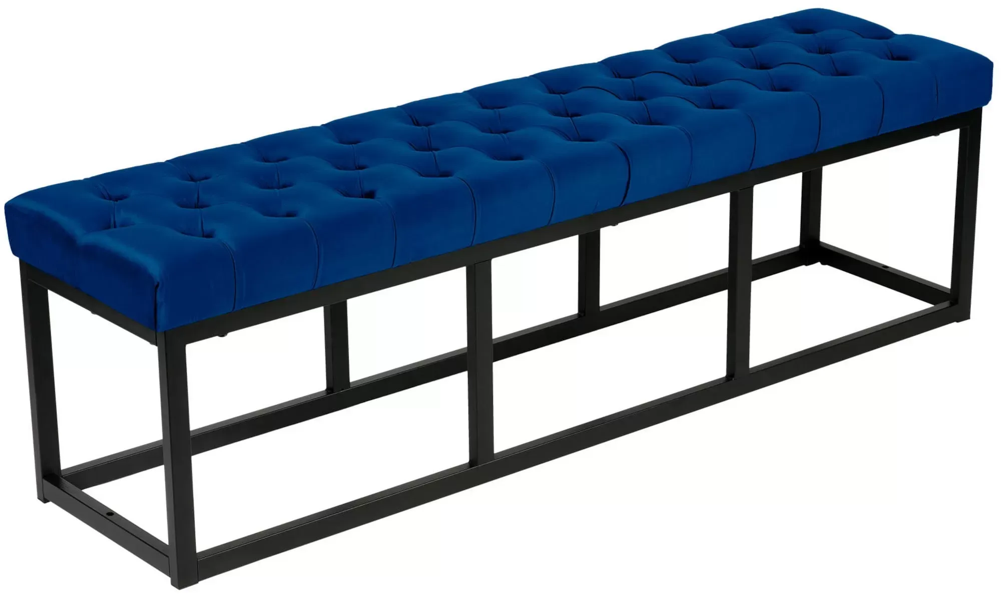 Banquette avec cadre en métal et assise en velours Bleu