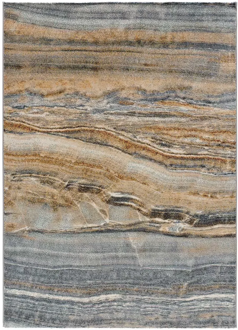 Tapis moderne gris/bleu/rouille 200x290 cm