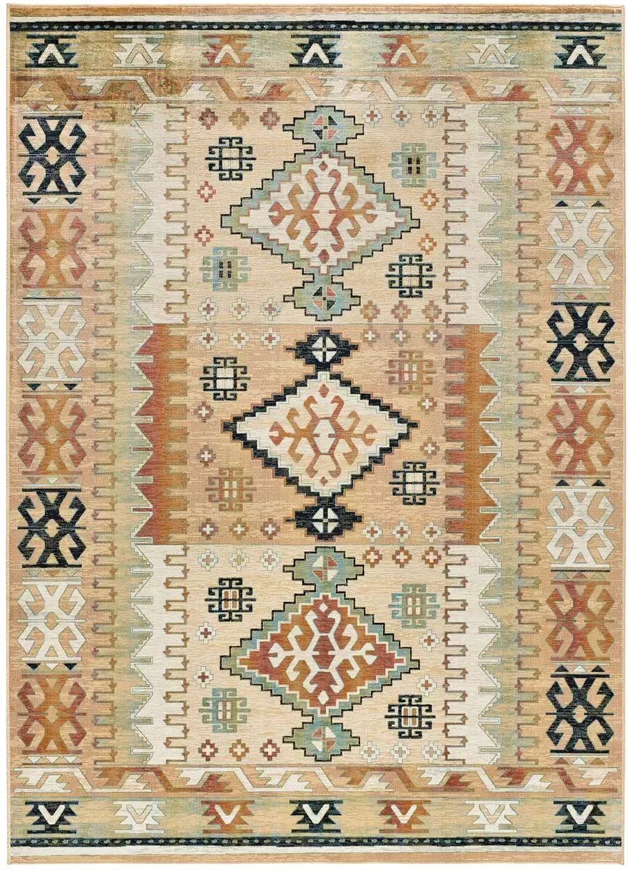 Tapis en viscose ethnique beige/rouille  160x230 cm