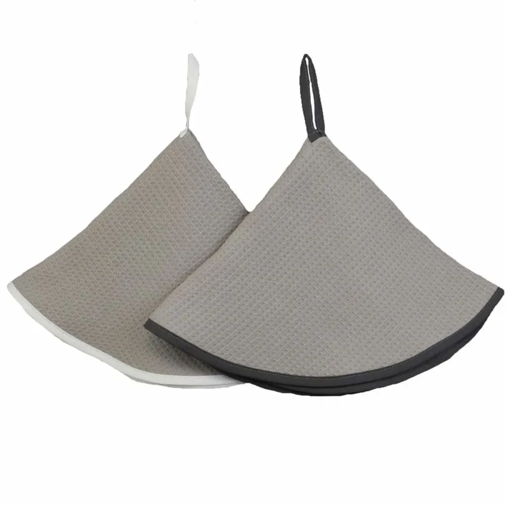 Lot de 2 essuies mains en coton gris clair