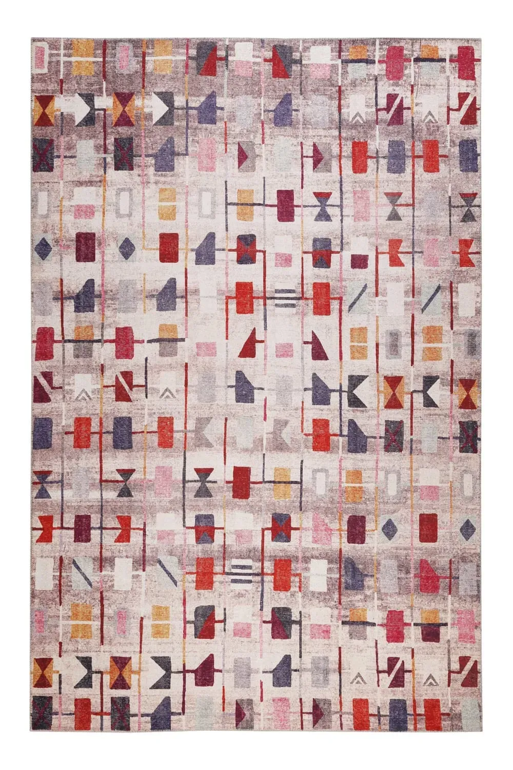 Tapis plat motif géométrique multicolore 70x120