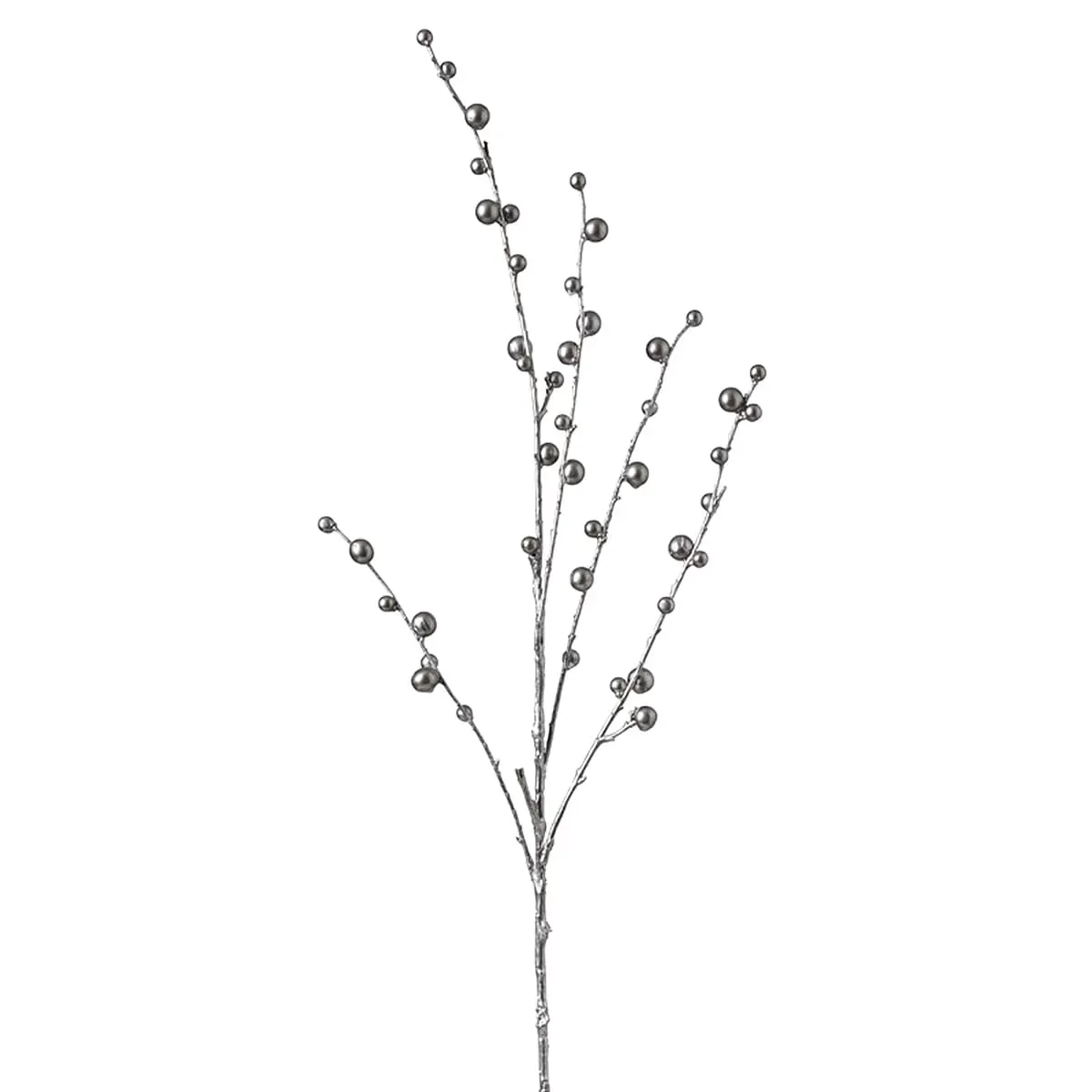 Branche de baies artificielles métalliques argenté H80