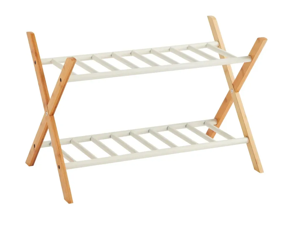 Range-chaussures en bambou beige 66x35,5x42cm