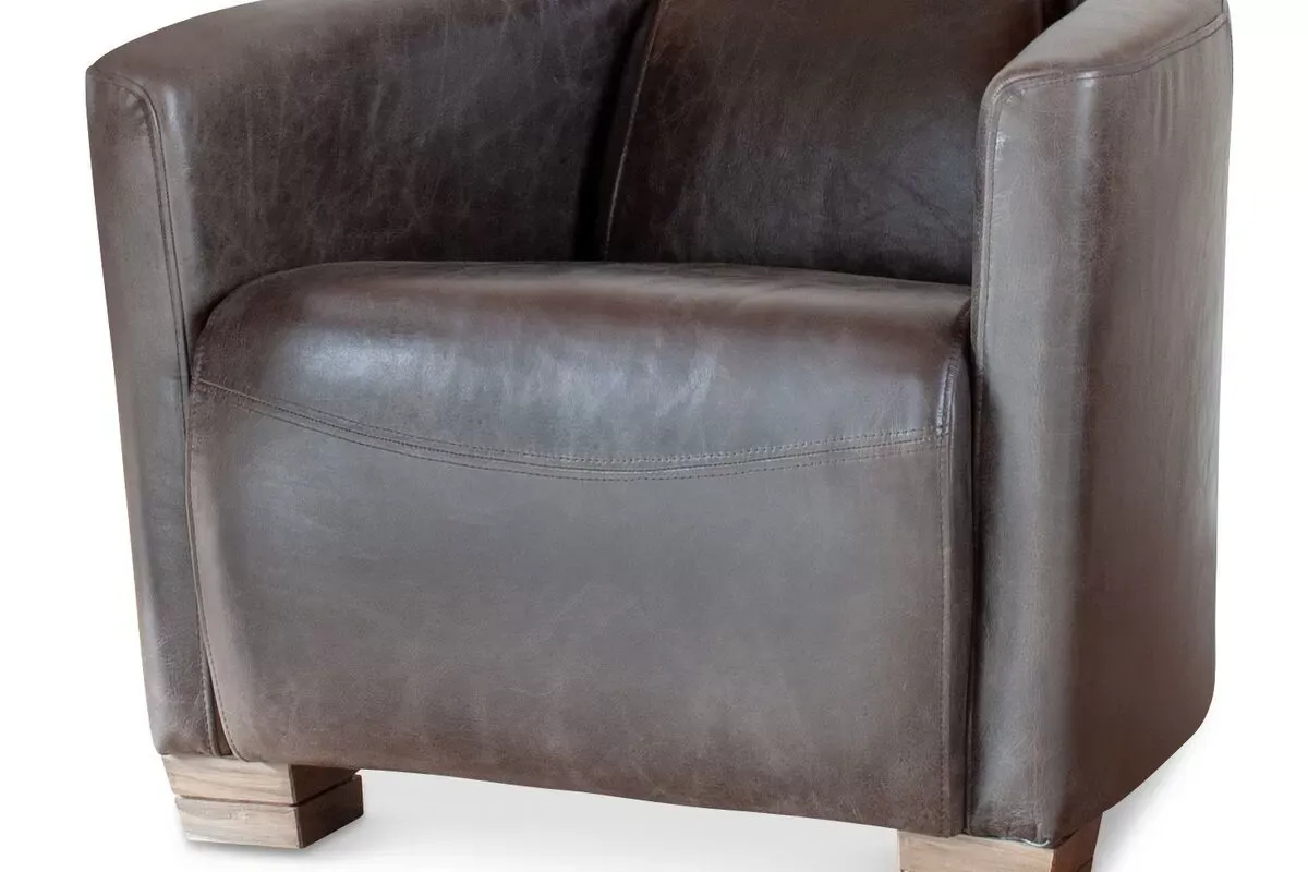 Fauteuil aviateur en cuir pleine fleur chocolat