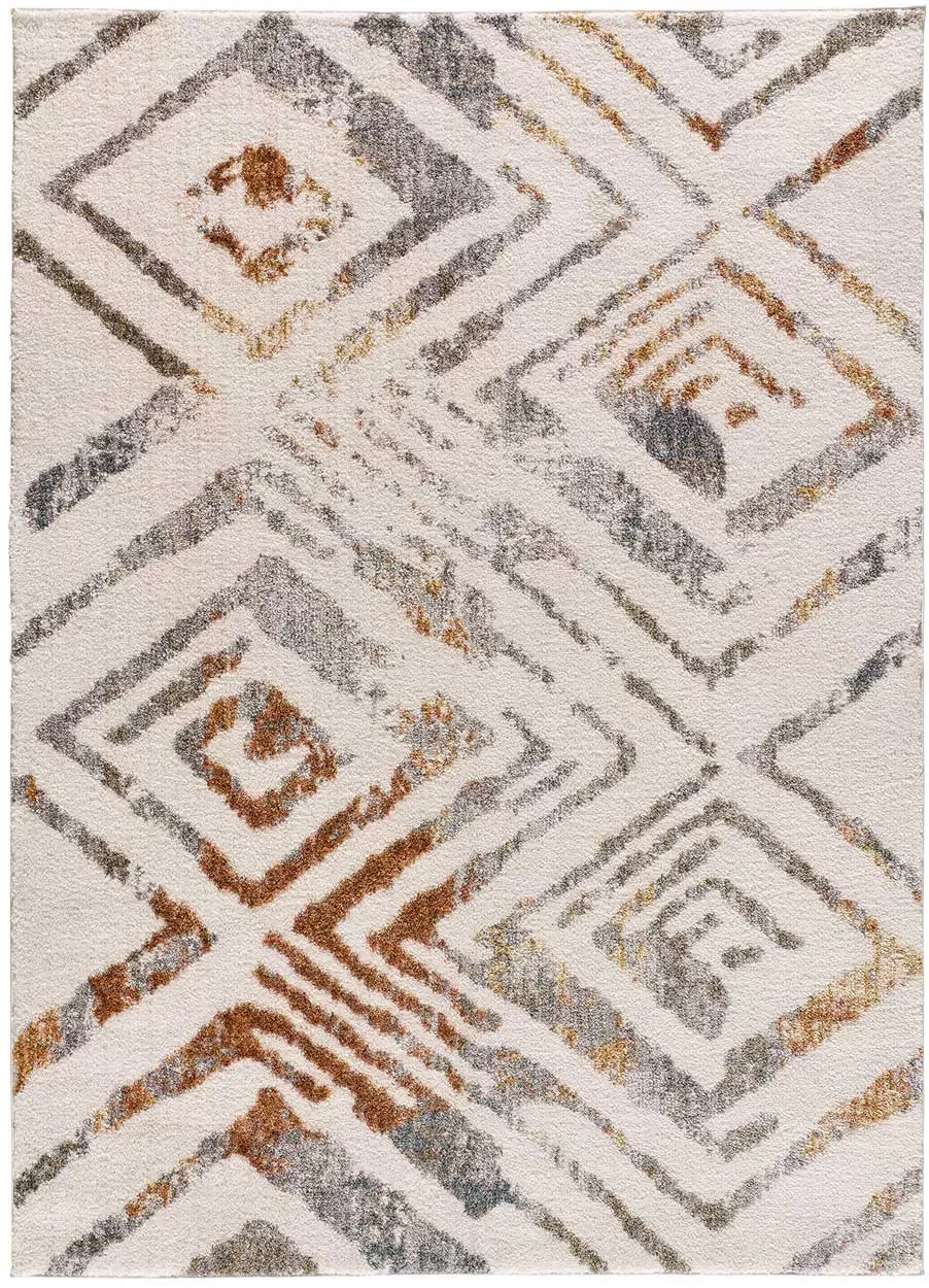 Tapis ethnique beige/rouille/gris 80x150 cm