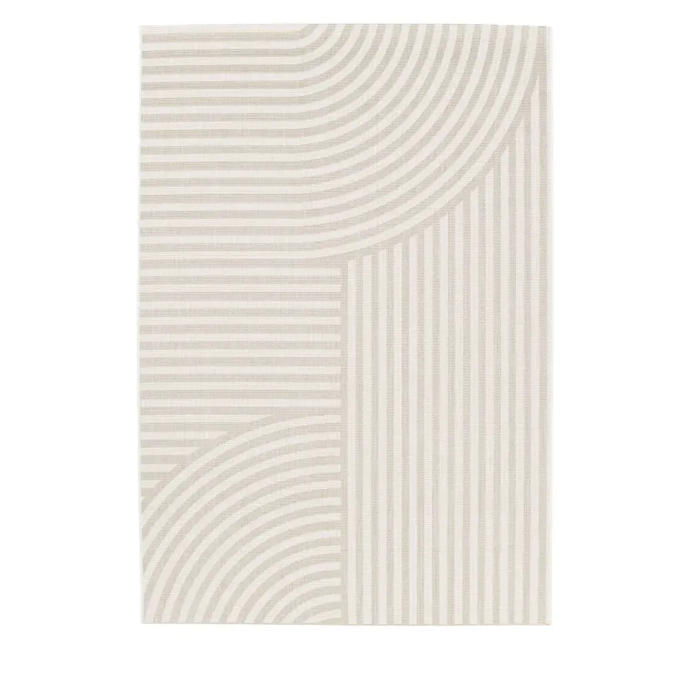 Tapis d’extérieur à motif géométrique - 120x170cm Beige Polyester