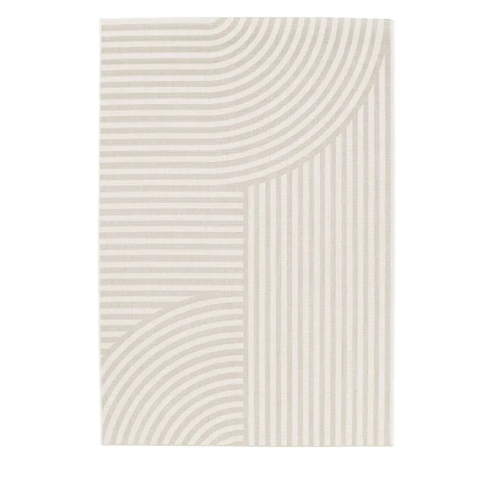 Tapis d’extérieur à motif géométrique - 160x230cm Beige Polyester