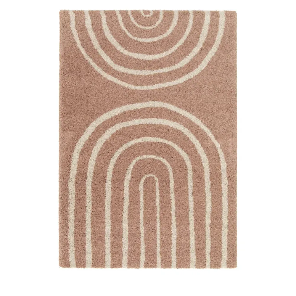 Tapis contemporain géométrique - 120x170cm Vieux rose Polypropylène