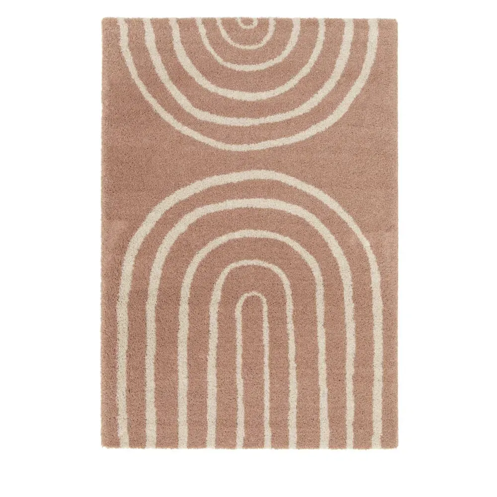 Tapis contemporain géométrique - 160x230cm Vieux rose Polypropylène