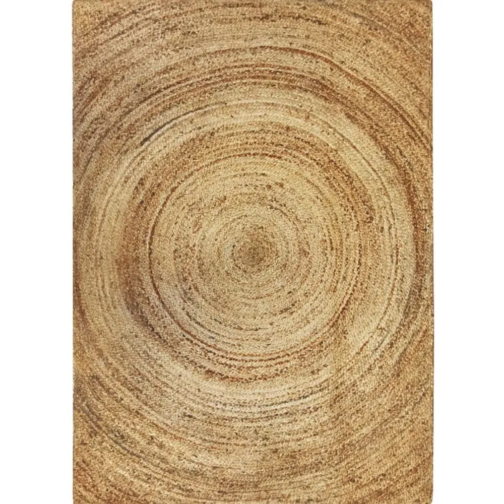 Tapis en jute tressé main motif rond naturel 160x230