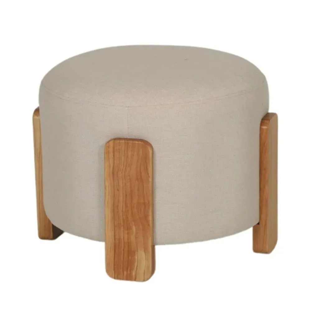 Pouf rond en tissu ø52,5cm - Écru