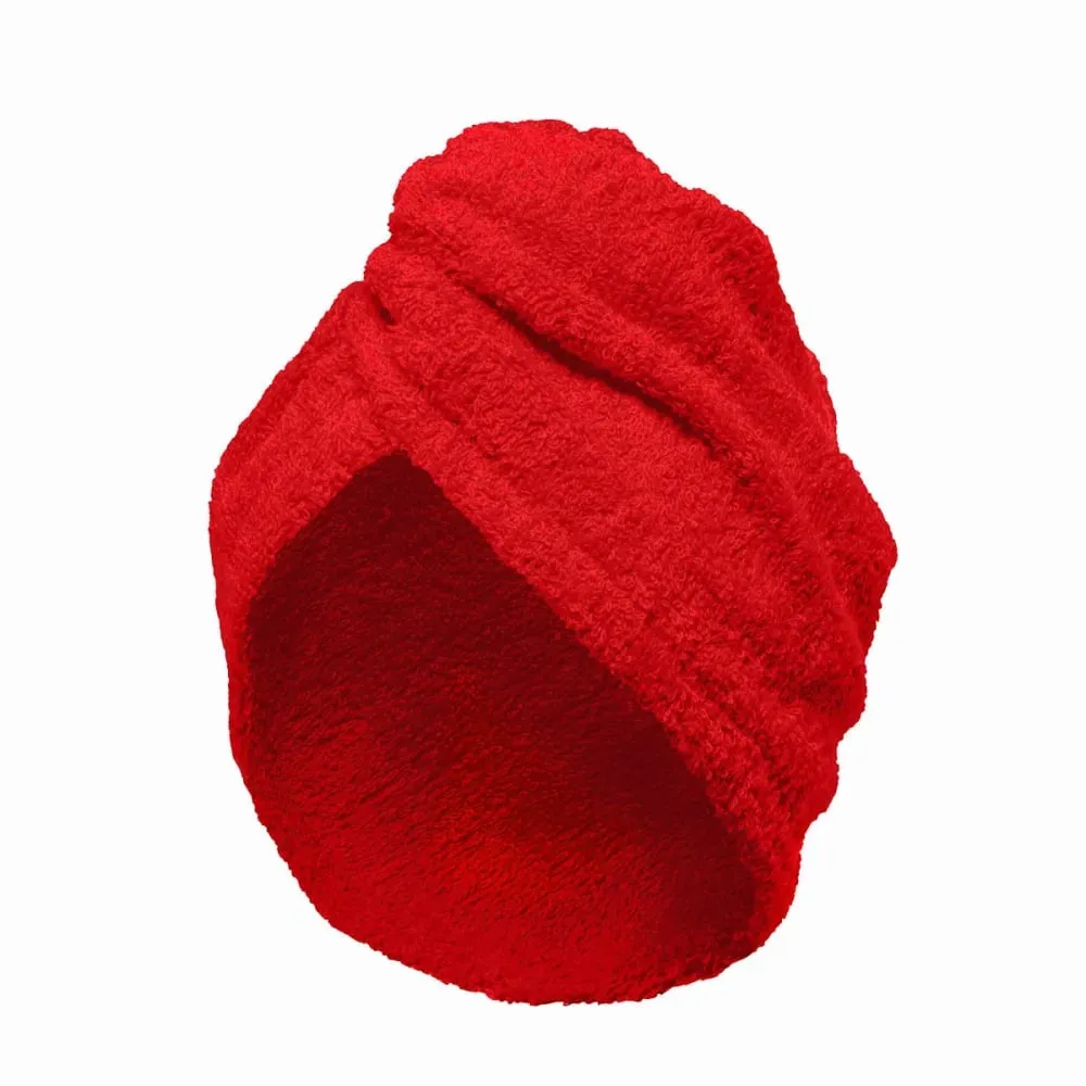 Turban éponge fermeture élastique en coton rouge