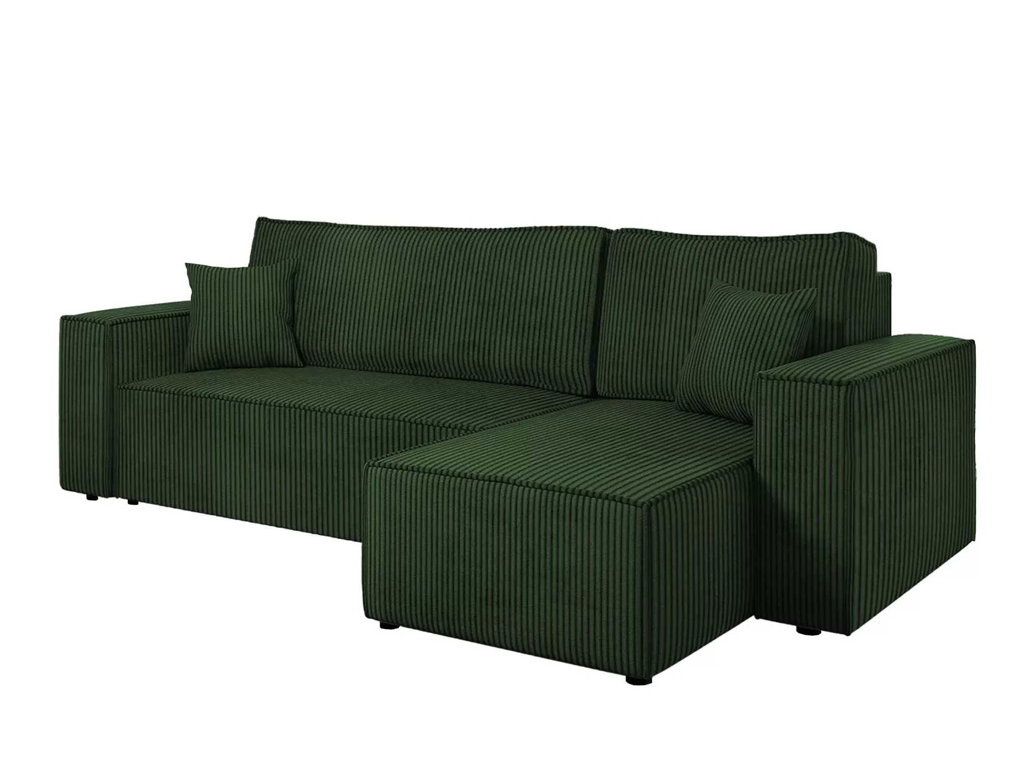 Canapé d'angle réversible convertible 4 places en velours côtelé vert