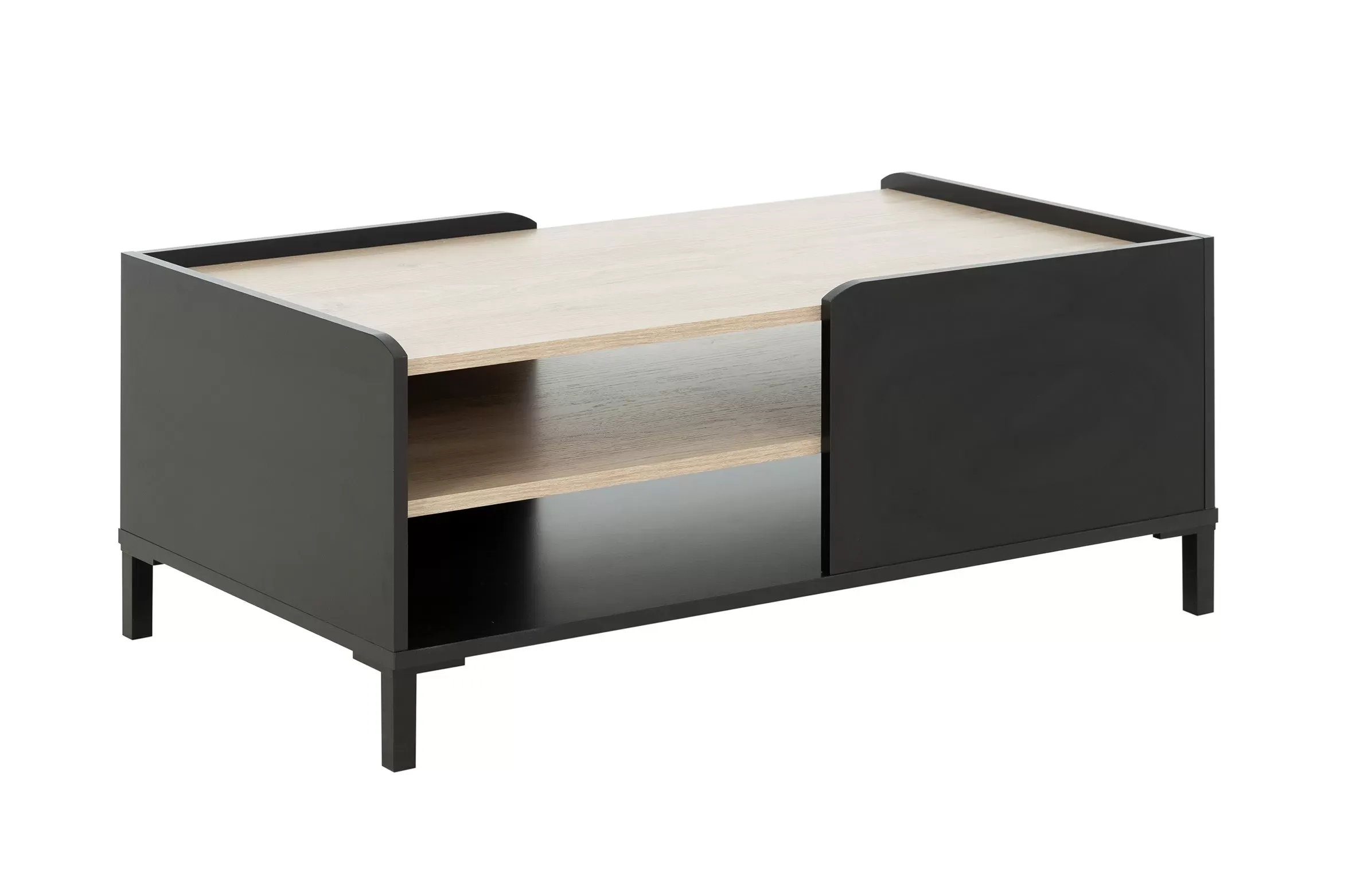 Table basse urbaine 2 niveaux châtaignier et noir