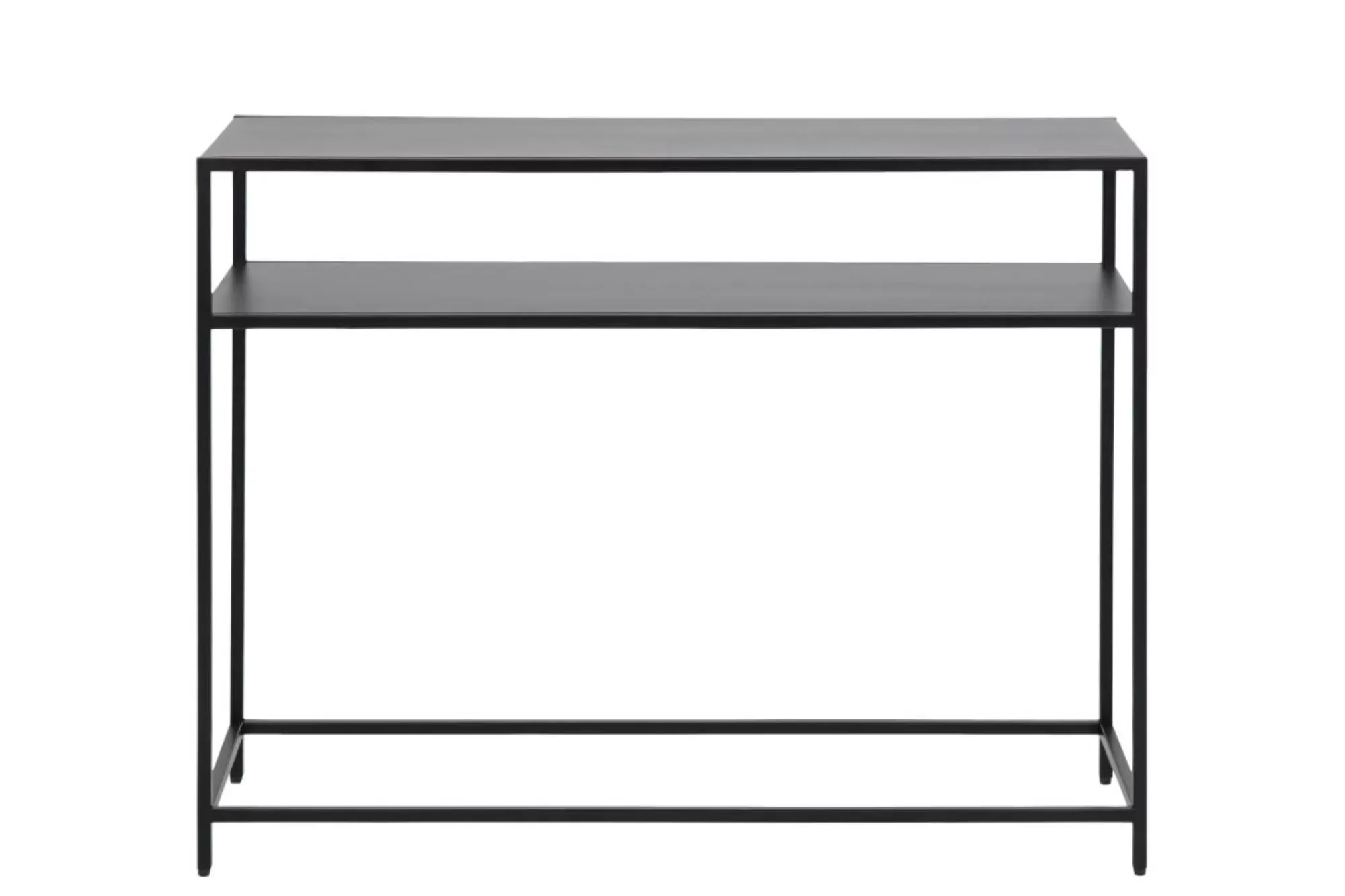 Console rectangulaire double plateau en métal noir L100