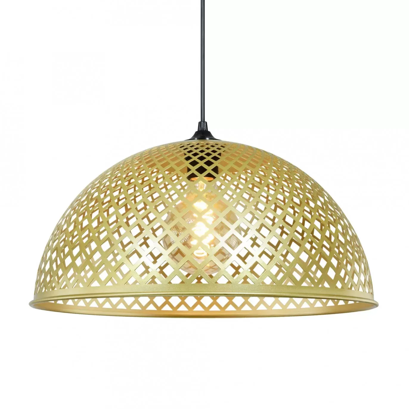 Suspension en métal perforé doré