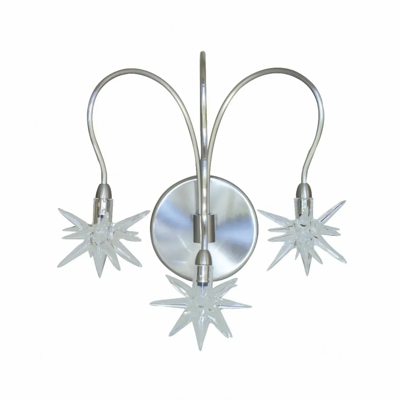 Applique en métal chromé, verre forme étoile transparent