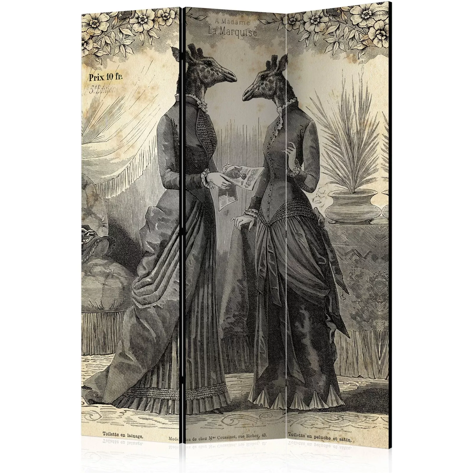 Paravent Vintage Toile intissée Beige