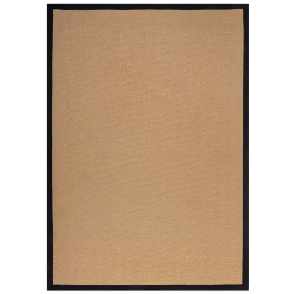 Tapis en jute beige avec bords noirs