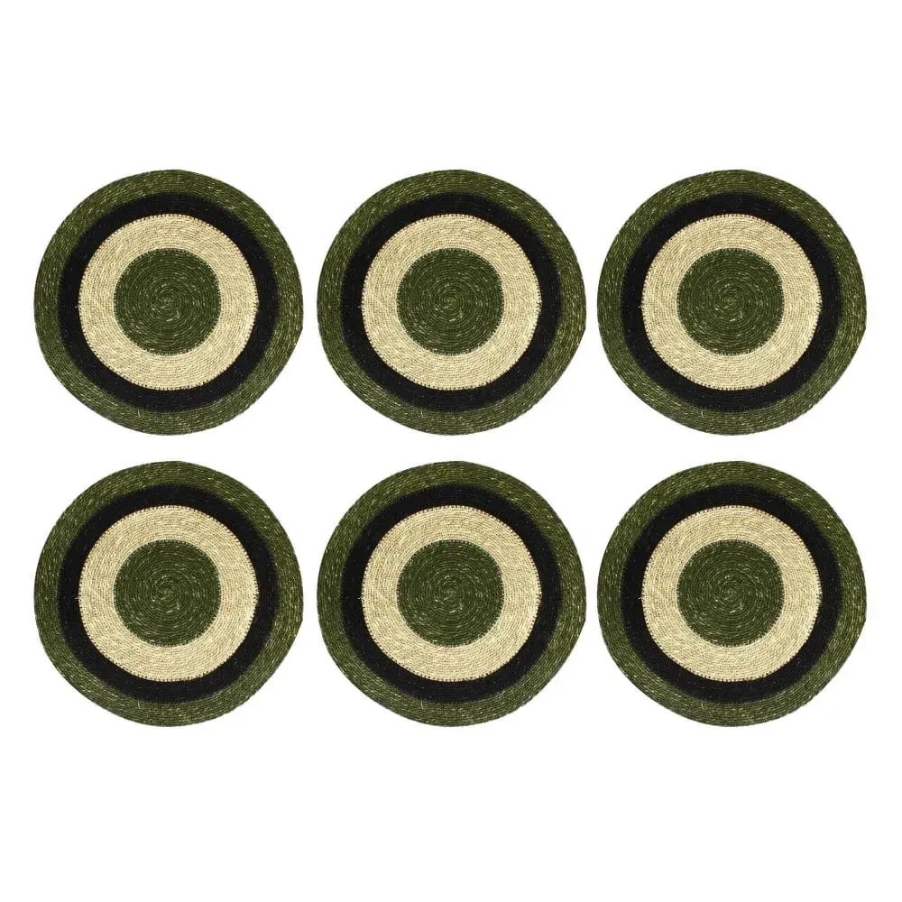 Lot de 6 sets de table vert en jonc de mer 38cm