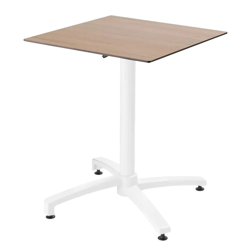 Table de terrasse 60 x 60 cm inclinable stratifié chêne clair