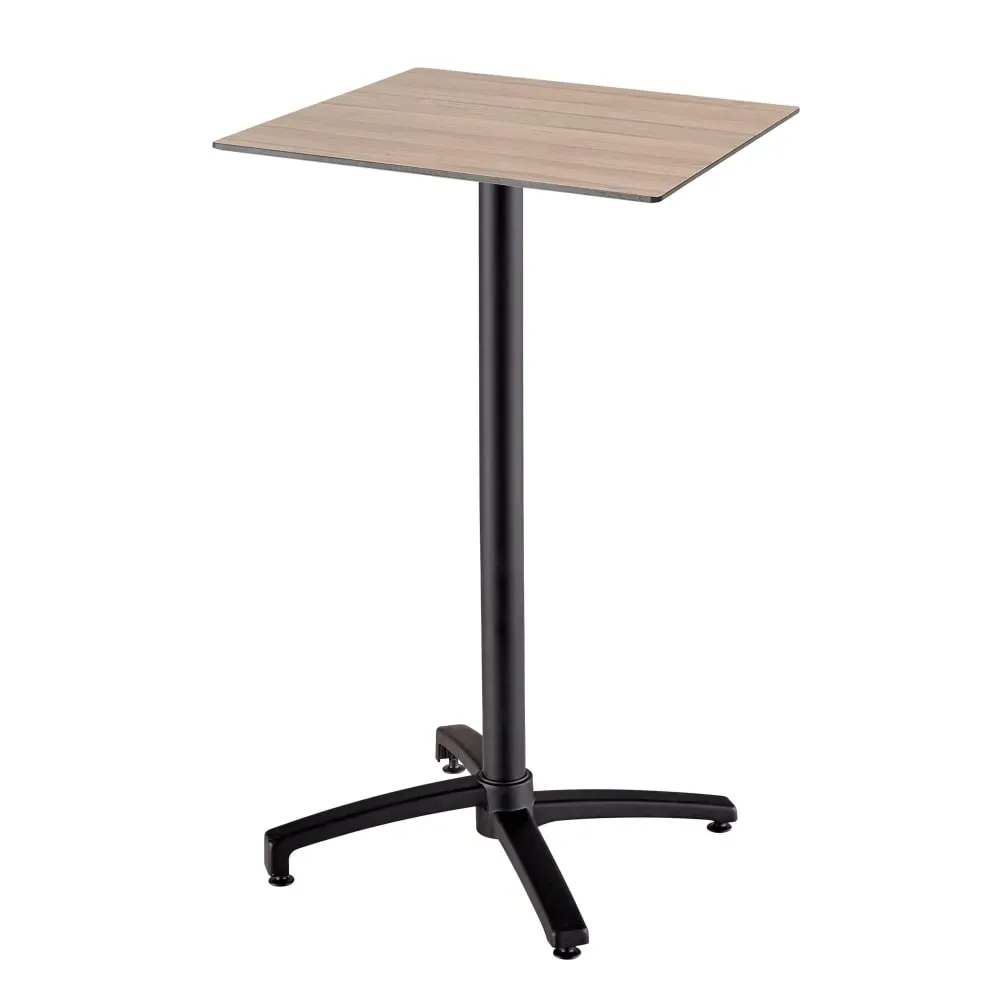 Table haute de terrasse 60x60 cm inclinable stratifié chêne clair