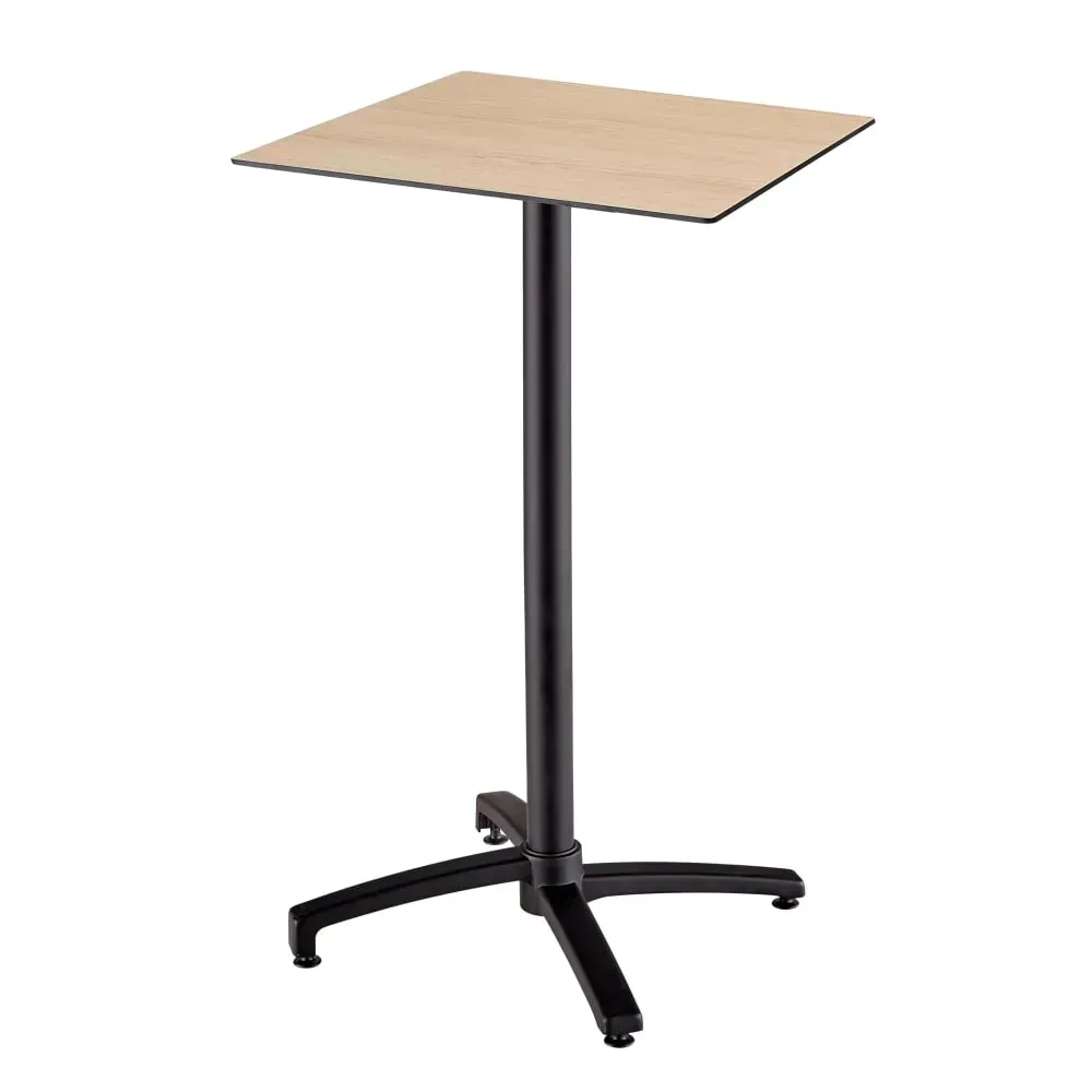 Table haute de terrasse 60x60 cm inclinable stratifié chêne naturel