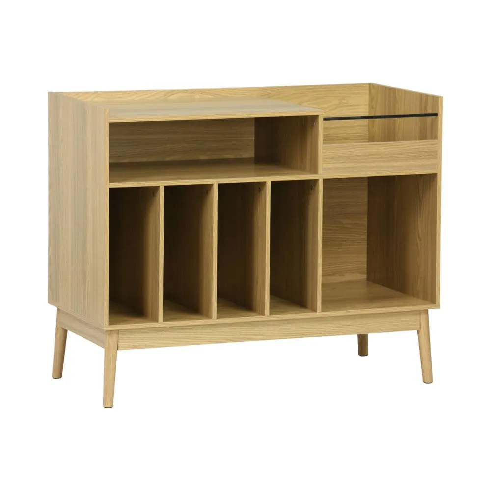 Meuble vinyle vintage en mdf effet bois de frêne, 100 cm