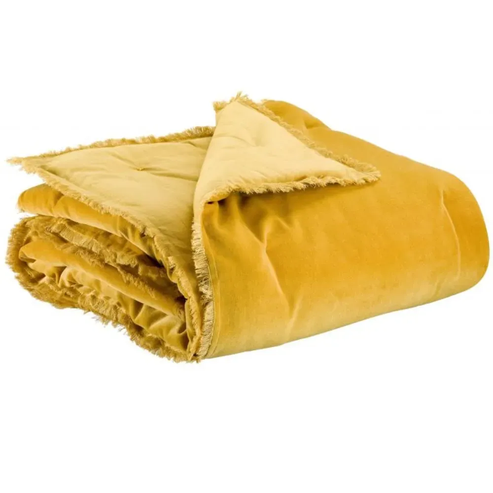 Plaid en Coton jaune 135x200 cm